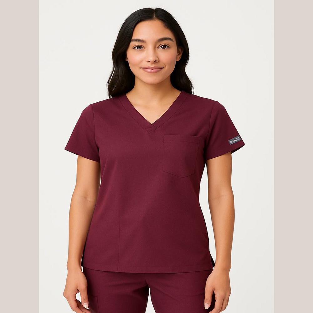 Med Couture Women's Scrub Top Wine Size XS